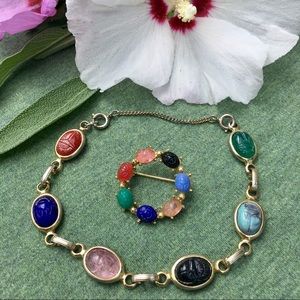 1960’s Vintage scarab bracelet and matching pin